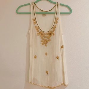 Lucky Brand Embroidered Gauze Tank